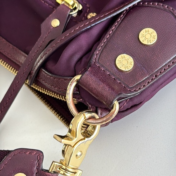 MZ Wallace Nylon Crossbody Satchel Bag 2 Strap Purple Burgundy Color Tote - Picture 13 of 15